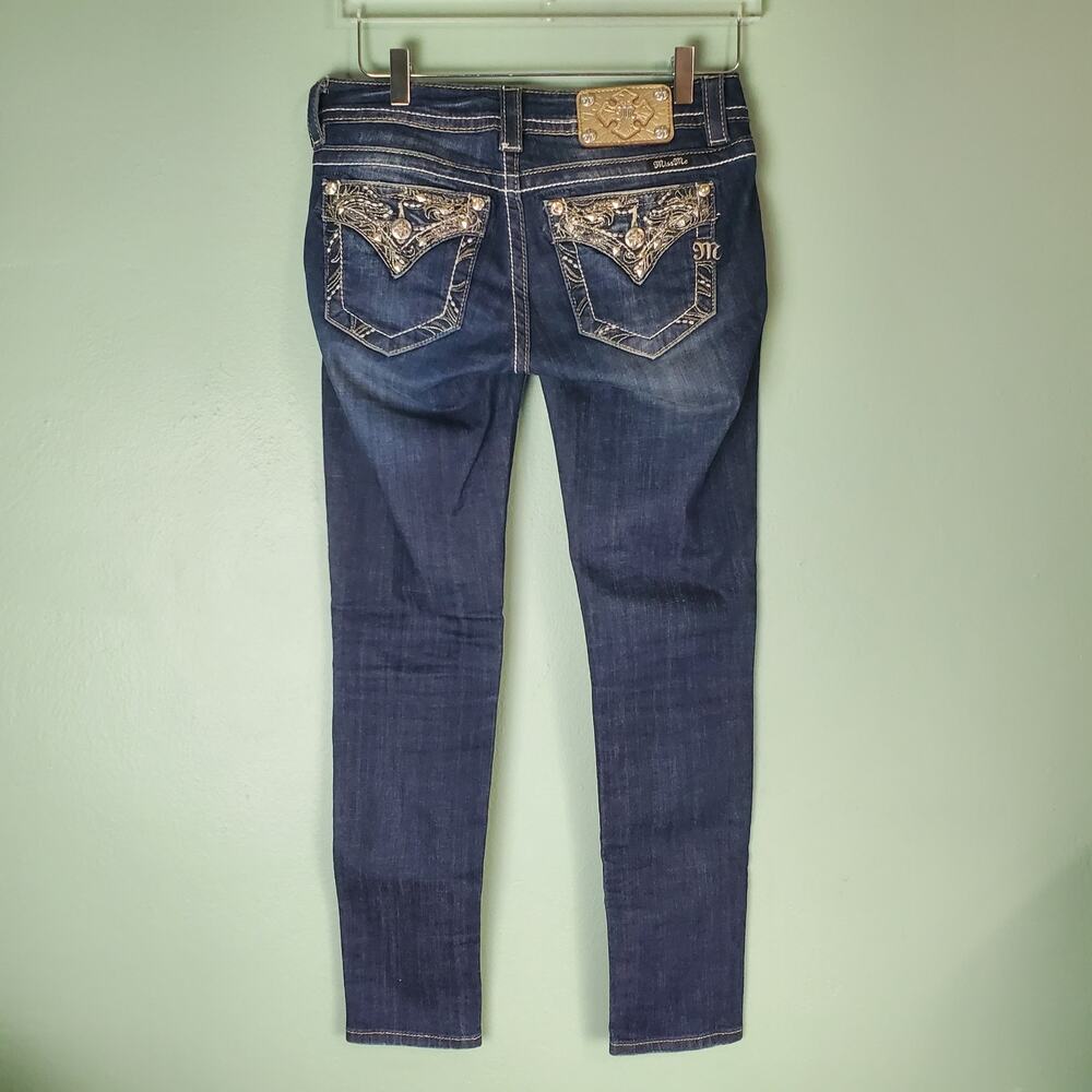 Miss Me Womens Signature Ankle Skinny Faux Bling Flap Pockets Jeans Size 27